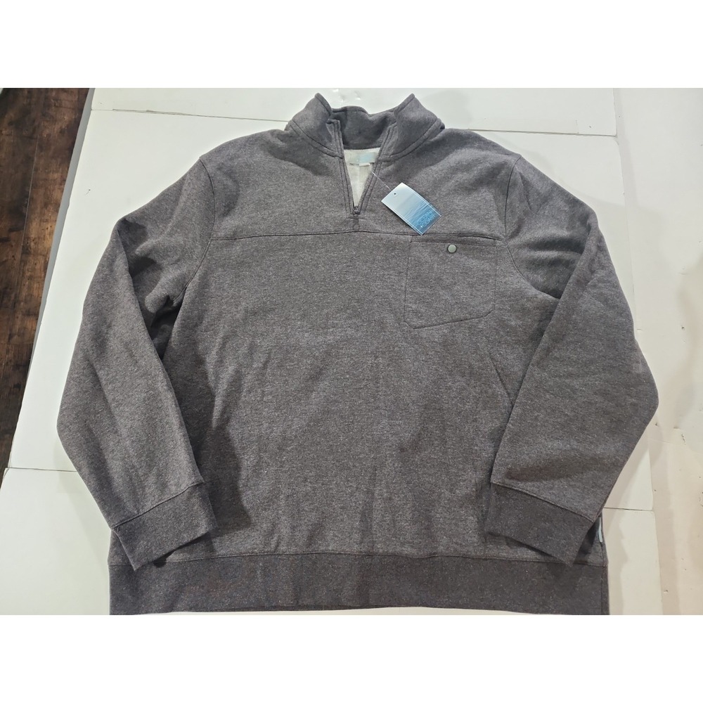 Ocean + Coast Mens‎ XXL Fleece Quarter Zip Pullover Gray Mock Neck Sweatshirt